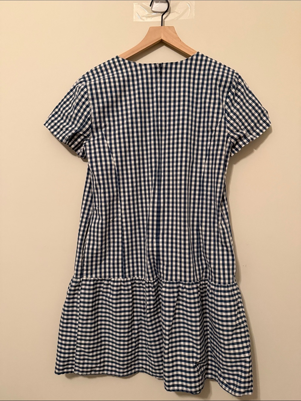 Universal Standard X J. Crew Gingham Drop Waist Blue White Dress - Picture 5 of 5